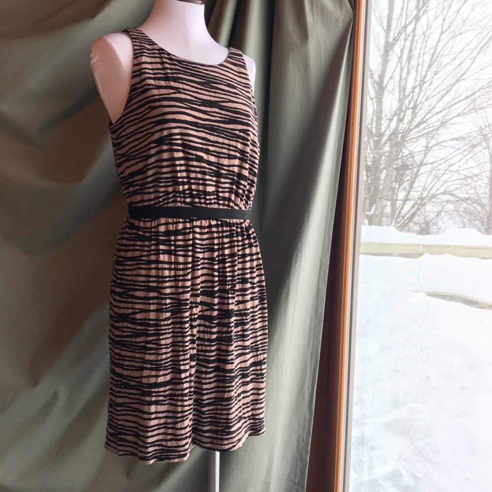 LOFT 🦓 Soft Zebra Dress w Ribbon Waist